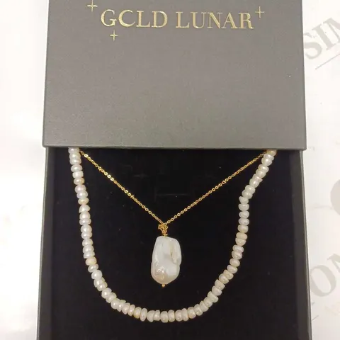 GOLD LUNAR 2 PIECE PEARL EFFECT NECKLACES 