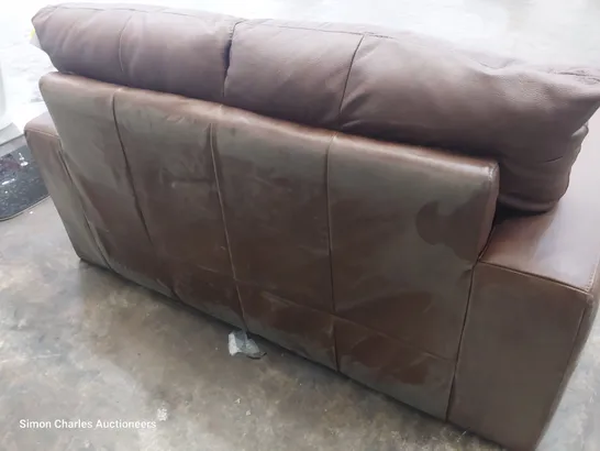 DESIGNER TWO SEATER SOFA BROWN LEATHER 