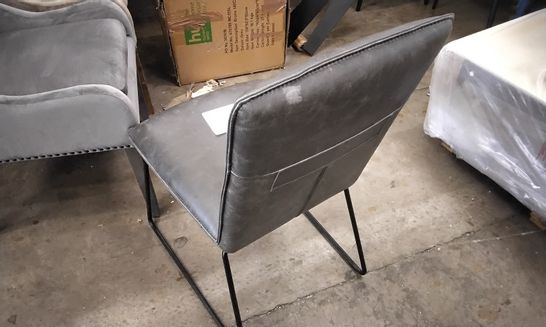 DESIGNER BLACK LEATHER DINING CHAIR WITH BLACK METAL LEGS 