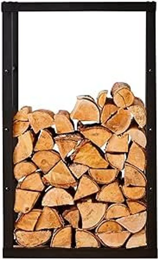 BOXED NEO MEDIUM BLACK FIREWOOD LOG RACK STORAGE 100X60X25CM HOLDER METAL SHELF STAND TALL STEEL (1 BOX)