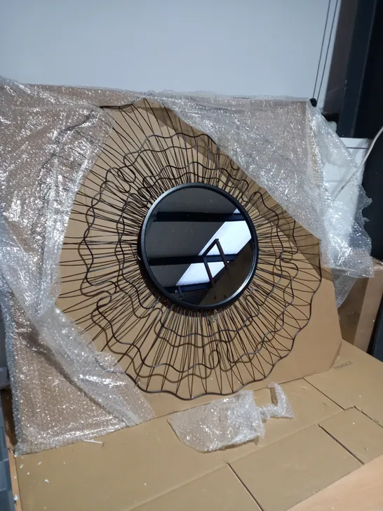 BRAND NEW BOXED K BY KELLY HOPPEN RIPPLE WAVED MIRROR - BLACK APPROX 100CM DIAM RRP £87