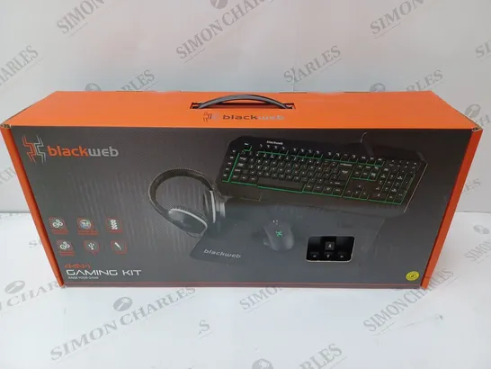 BRAND NEW BOXED BLACKWEB 4 IN 1 GAMING KIT INCLUDING KEYBOARD, MOUSE AND HEADSET