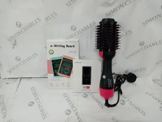 APPROXIMATELY 10 ASSORTED ITEMS TO INCLUDE E-WRITING BOARD, MP3 MUSIC PLAYER, HOT AIR BRUSH ETC. 