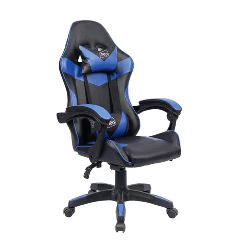 BOXED NEO FAUX LEATHER GAMING CHAIR - BLACK/BLUE (1 BOX)