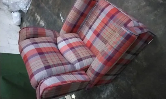 DESIGNER TARTAN PLUSH FABRIC ARMCHAIR 