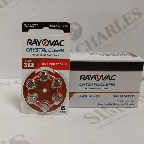 BOX OF APPROX 100 RAYOVAC CRYSTAL CLEAR HEARING AID BATTERIES - SIZE 312