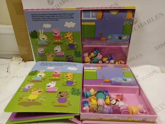 LOT OF 2 PEPPA PIG MY BUSY BOOKS (INCLUDES A STORYBOOK, 10 FIGURINES, AND A PLAYMAT)