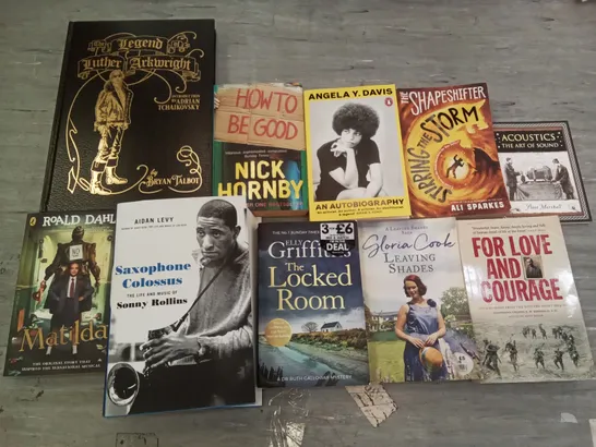 CAGE OF ASSORTED BOOKS BY RICHARD OSMAN, JAMIE OLIVER, KIRAN MILLWOOD HARGRAVE, ANGELA Y. DAVIS, ROALD DAHL, NICK HORNBY