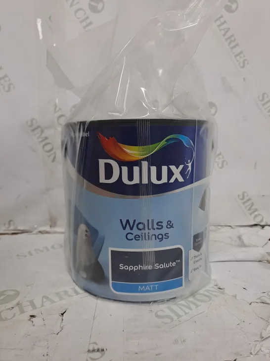 DULUX WALLS & CEILINGS SAPPHIRE SALUTE MATT EMULSION PAINT, 2.5L - COLLECTION ONLY 