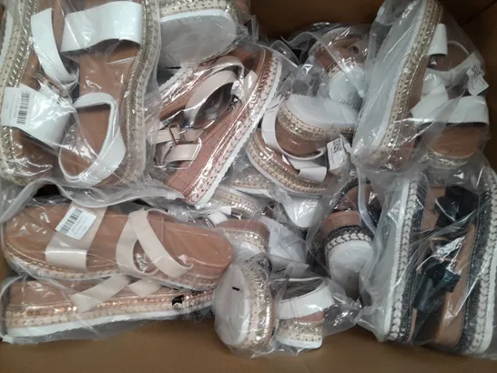 BOX OF APPROXIMATELY 20 ASSORTED PAIRS OF SHOES AND FOOTWEAR ITEMS IN VARIOUS STYLES AND SIZES TO INCLUDE MORBARRZ, ETC