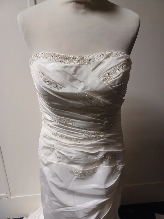 BERKETEX IVORY RUFFLED SEQUINED WEDDING DRESS SIZE 14