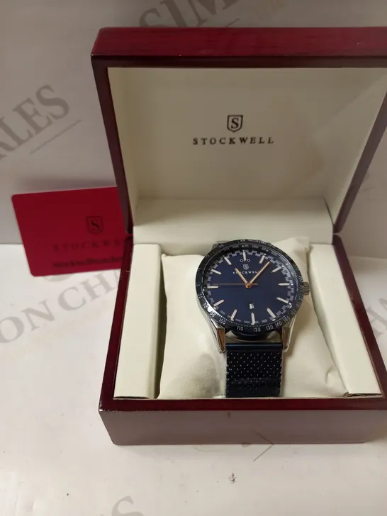 STOCKWELL AUTOMATIC TACHYMETER BLUE MESH STRAP WRISTWATCH  RRP £650