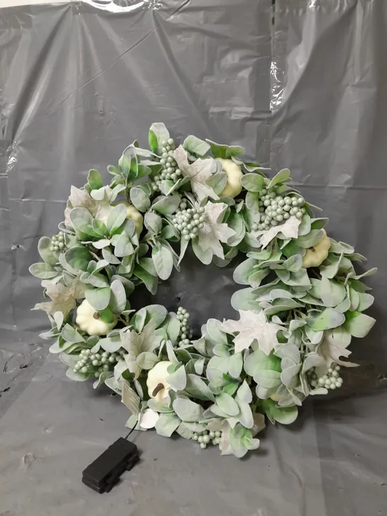 60CM WREATH WITH FROSTED LEAVES, BERRIES RRP £39.99