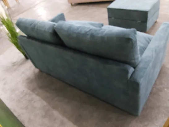 THE FOXHAM SOFA BED UPHOLSTERED IN OCEAN FABRIC WITH OTTOMAN STOOL