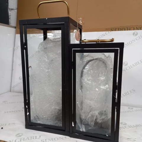 BUNDLEBERRY BY AMANDA HOLDEN SET OF 2 SQUARE LANTERNS WITH REMOVABLE LAMPS - BLACK