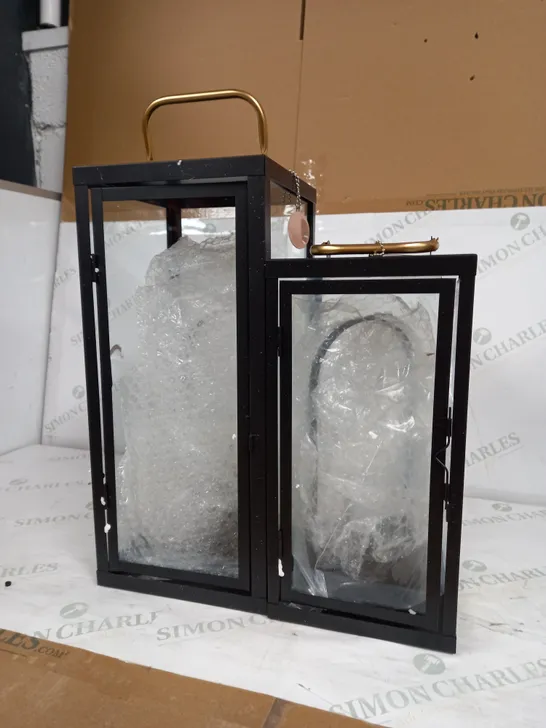 BUNDLEBERRY BY AMANDA HOLDEN SET OF 2 SQUARE LANTERNS WITH REMOVABLE LAMPS - BLACK