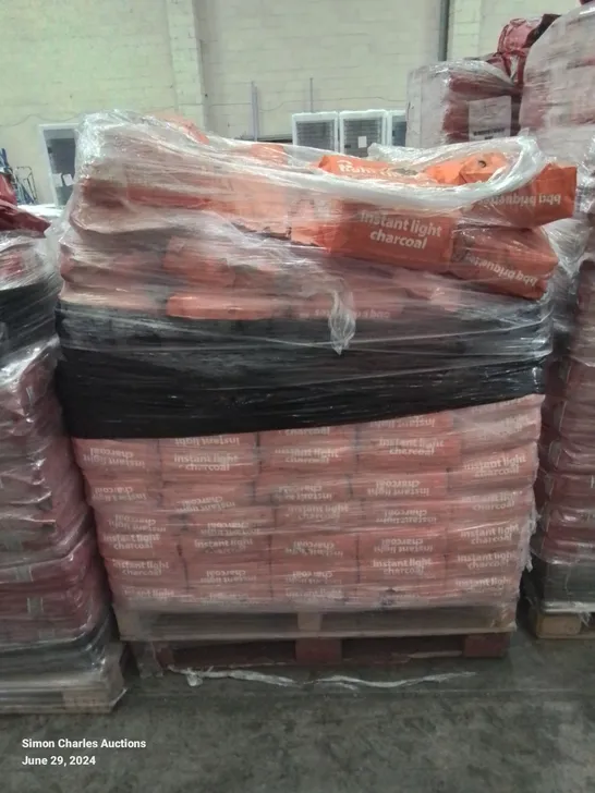 PALLET TO CONTAIN APPROX 110 BAGS OF BBQ TIME 4 PACK INSTANT LIGHT CHARCOAL BAGS 