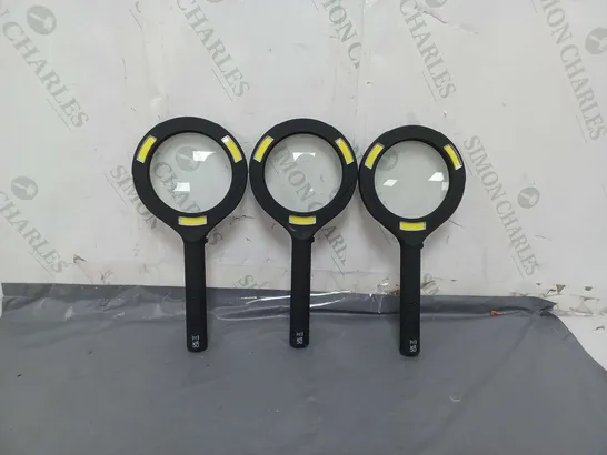 FLIPO SET OF 3 JUMBO COB LED MAGNIFIIERS BLACK