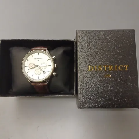 BOXED DISTRICT LDN WHITE FACE WITH LEATHER STRAP 