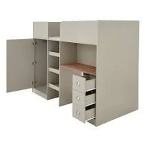 BOXED ATLANTA HIGH SLEEPER WITH DESK, DRAWERS AND WARDROBE (1 BOX OF 3 ONLY)