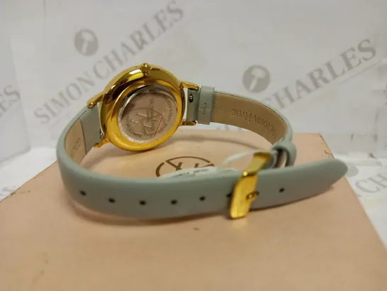 VICTORIA HYDE GREY LEATHER STRAP WATCH