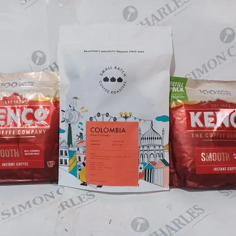 APPROXIMATELY 10 ASSORTED FOOD & DRINK ITEMS TO INCLUDE KENCO INSTANT COFFEE, COLOMBIA COFFEE BEANS, ETC
