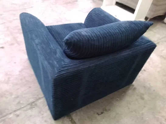 QUALITY DESIGNER ARMCHAIR - DARK BLUE CORDUROY FABRIC