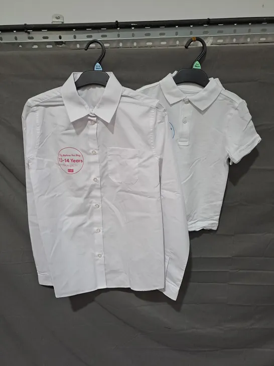 BOX OF APPROXIMATELY 100 ASSORTED GIRLS SCHOOL BLOUSES IN WHITE ASSORTED SIZES - COLLECTION ONLY