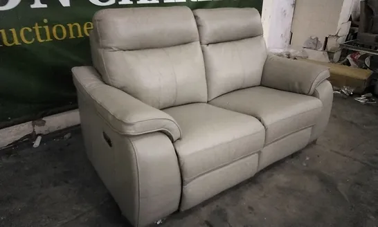 QUALITY DESIGNER CREAM LEATHER ELECTRIC RECLINER 2 SEATER SOFA