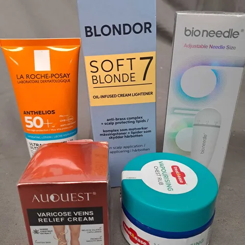 APPROXIMATELY 20 ASSORTED COSMETIC PRODUCTS TO INCLUDE RIMMEL FOUNDATION AND AU QUEST VARICOSE VEINS CREAM