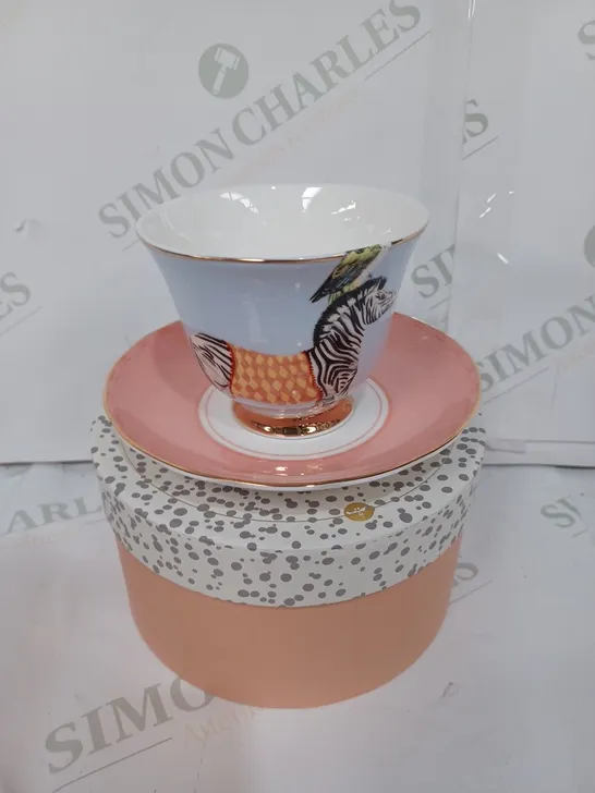 YVONNE ELLEN TEA TIME TEA CUP & SAUCER, NEW ZEBRA - COLLECTION ONLY