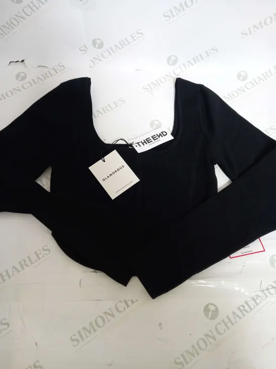 GLAMOROUS LONG SLEEVE KNIT BODICE BLACK - UK 12 