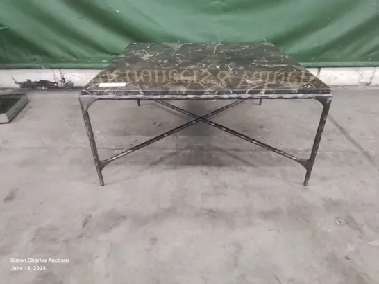 QUALITY STYLISH DESIGNER FORGED IRON MARBLE TOP COFFEE TABLE (1 ITEM)