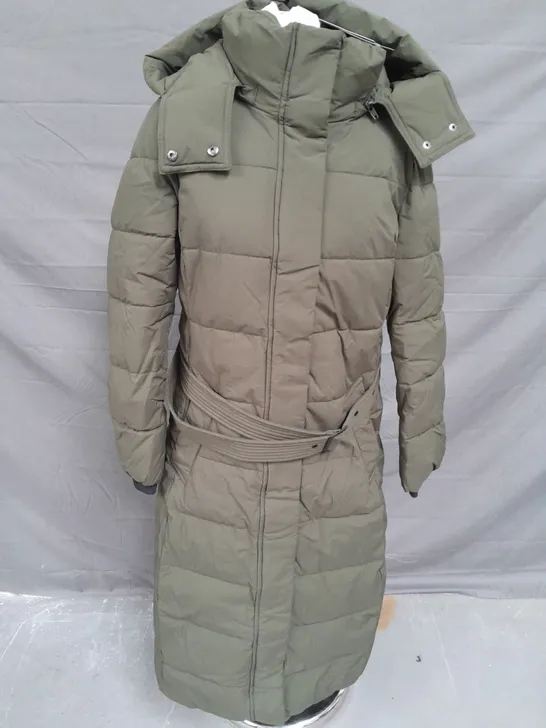 NVLT LONGLINE PUFFER COAT IN GREEN - XS