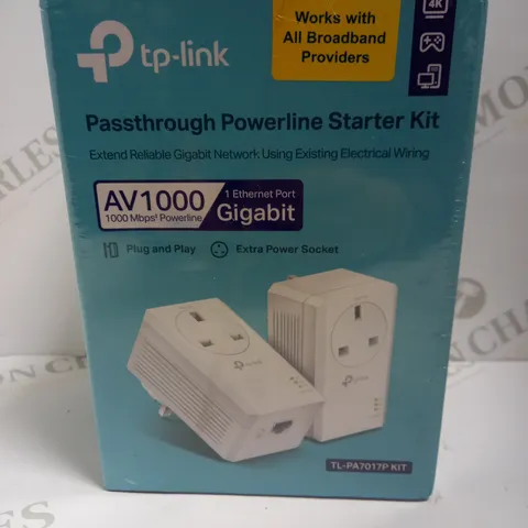 SEALED TPLINK AV1000 GIGABIT PASSTHROUGH POWERLINE STARTER KIT 