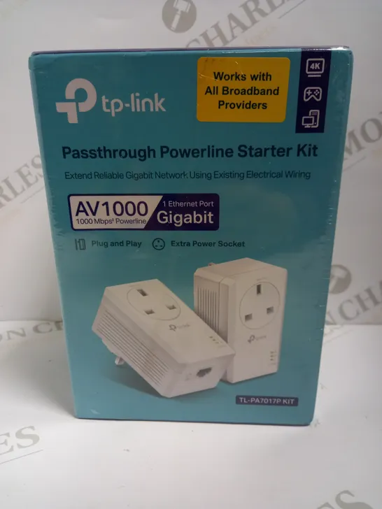 SEALED TPLINK AV1000 GIGABIT PASSTHROUGH POWERLINE STARTER KIT 