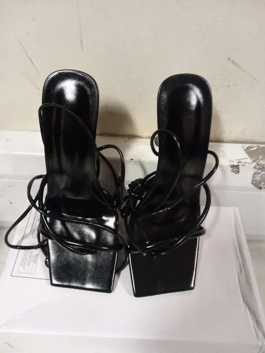 BOXED BLACK STRAP HEELS SIZE 37