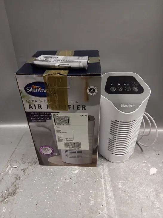 BOXED SILENT NIGHT HEPA & CARBON FILTER AIR PURIFIER IN WHITE