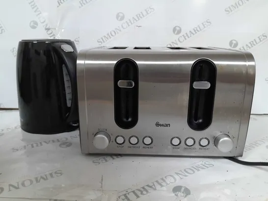 BOXED SWAN KETTLE & TOASTER 4-SLICE TWIN PACK - BLACK RRP £49