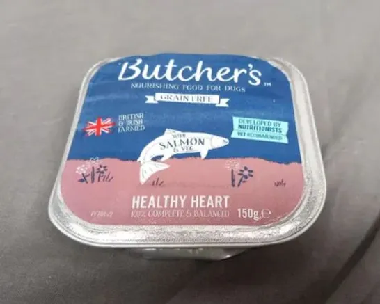 BUTCHER'S HEALTHY HEART 24 PACK FOIL TRAYS 150G PER TRAY TO INCLUDE; 8 SALMON WITH VEG, 8 TROUT WITH VEG AND 8 TURKEY WITH VEG