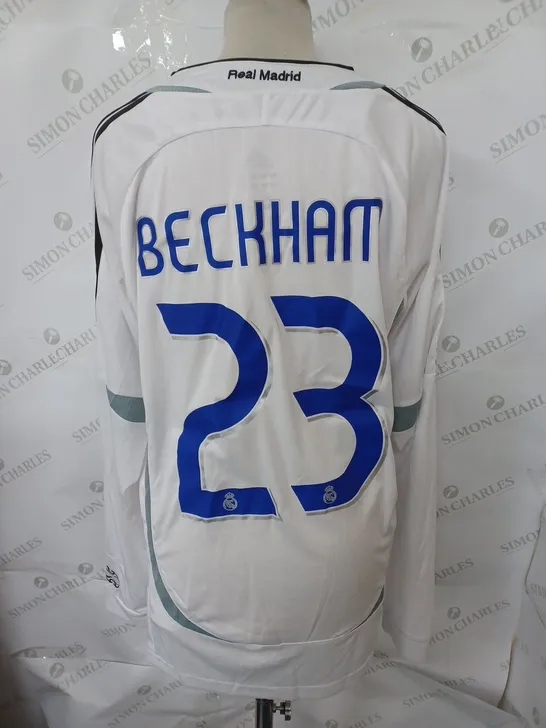 ADIDAS REAL MADRIDLONG SLEEVE FOOTBALL SHIRT BECKHAM 23 SIZE MEDIUM