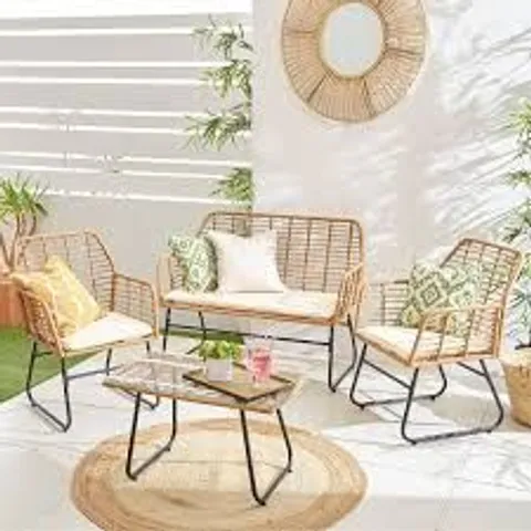 BOXED NEO 4 SEATER CREAM BAMBOO GARDEN SET (1 BOX)