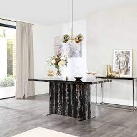 BOXED MAGNUS BLACK MARBLE 160CM DINING TABLE (2 BOXES)