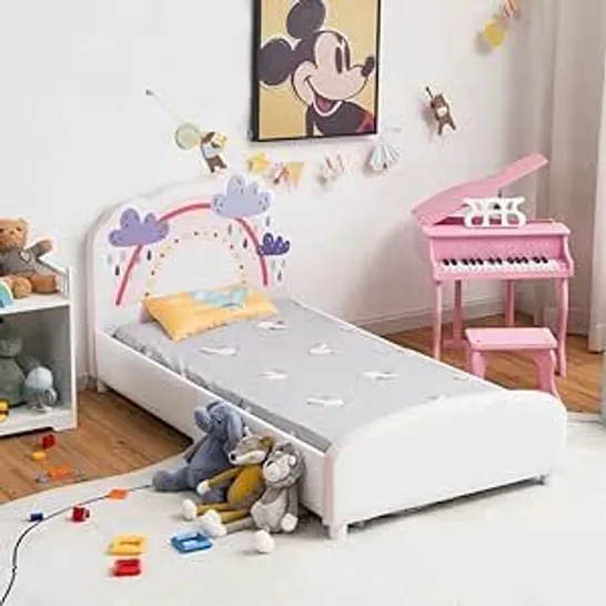 COSTWAY CHILDREN'S BED WITH SOFT HEADBOARD AND FOOTBOARD, SLATTED FRAME - SIZE UNSPECIFIED 