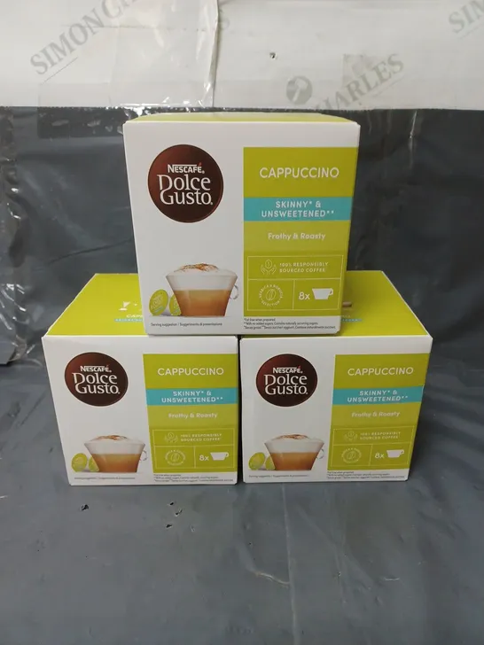 LOT OF 3 DOLCE GUSTO CAPPUCCINO SKINNY & UNSWEETENED COFFEE PODS