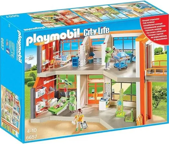 TWO BRAND NEW BOXED PLAYMOBIL 6657 CITY LIFE FURNISHED CHILDREN'S HOSPITAL, FUN IMAGINATIVE ROLE-PLAY, PLAYSETS SUITABLE FOR CHILDREN AGES 4+ 