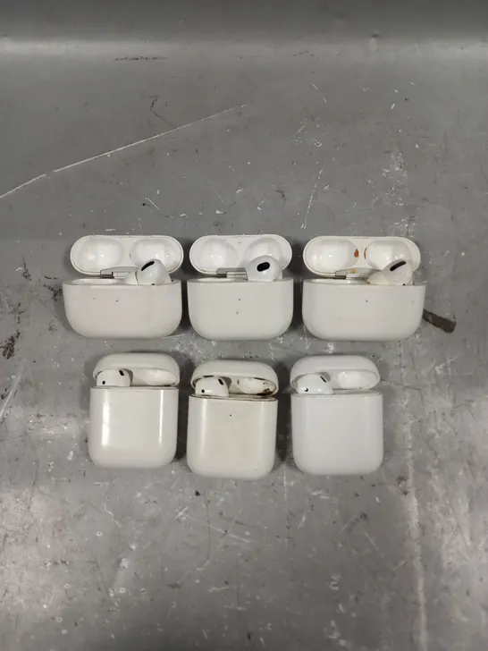 6 X APPLE AIRPOD WIRELESS EARPHONES WITH CHARGING CASES