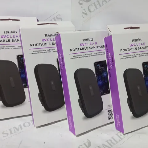 BOX OF 4 HOMEDICS UV-CLEAN PORTABLE SMARTPHONE SANITISERS