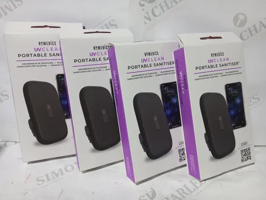 BOX OF 4 HOMEDICS UV-CLEAN PORTABLE SMARTPHONE SANITISERS