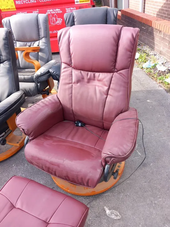 DESIGNER SIENNA BURGUNDY SWIVEL CHAIR WITH FOOTSTOOL